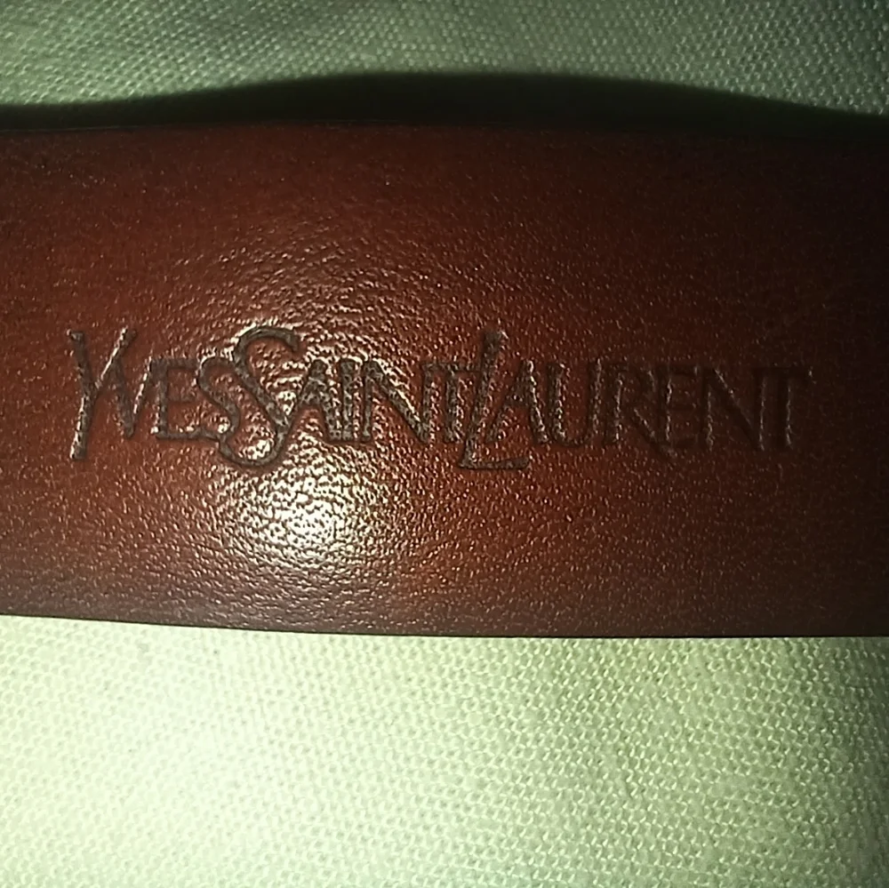 Yves Saint Laurent Dark Brown Belt with Solid Brass Buckle - Picture 2 of 8